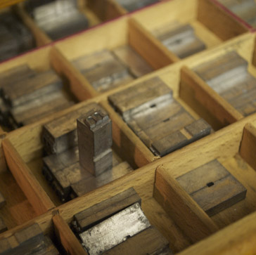 Tray of letterpress type